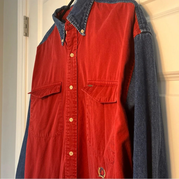 Vintage Tommy Hilfiger Mens Large Long Sleeve Denim Button Up Shirt Pockets - Picture 7 of 9